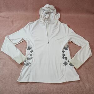 Fabletics Women's Large Long Sleeve Half-Zip Floral Side Print Hoodie w/ Pocket